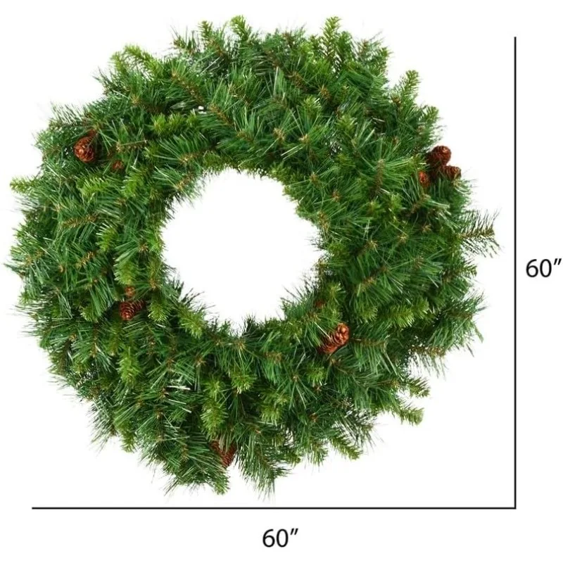 Cheyenne Pine Wreath 800 Warm White LED Lights Indoor/Outdoor Holiday Wreath with Lights Prelit Holiday Wreath Reliable