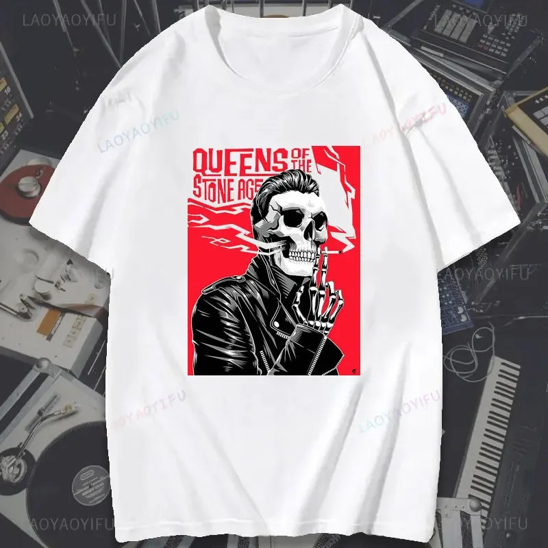 Funny Clothes Queens of The Stone Age T-Shirt Summer Men Women Cartoon Pattern Printed Camisetas Cotton Fashion Breathable Tops view 6