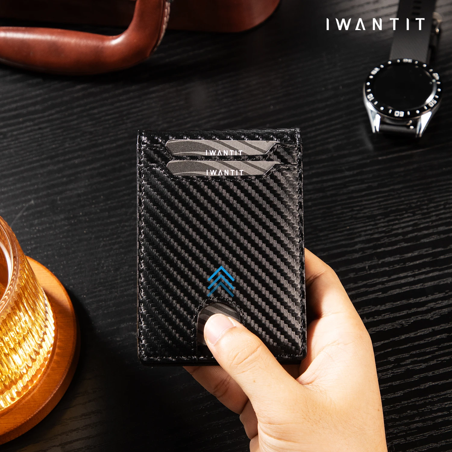 IWANTIT Leather Card Wallet for Men & Women | 5 Static + 1 Elastic Slots (6-Card Capacity) | RFID-Blocking Flip Design