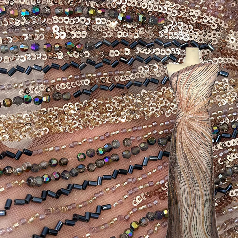 

Вышитая ткань, сверхмощная ткань с блестками, африканская жемчужная бусина, свадебное платье, модная вышитая ткань для вечеринки