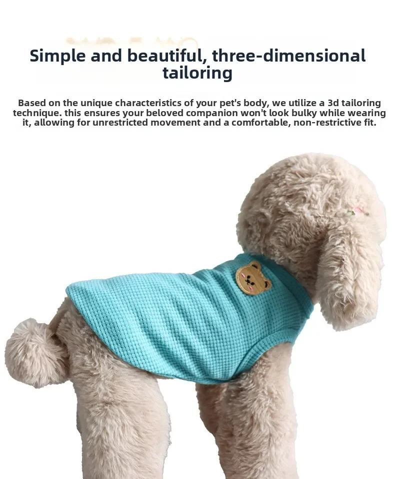 Neue Frühling-Sommer-Haustierkleidung für Katzen und Hunde, atmungsaktive Waffelweste, weich und leicht, perfekt für Teddy, Bichon Frise, kleine und mittelgroße Hunde – Detail 5