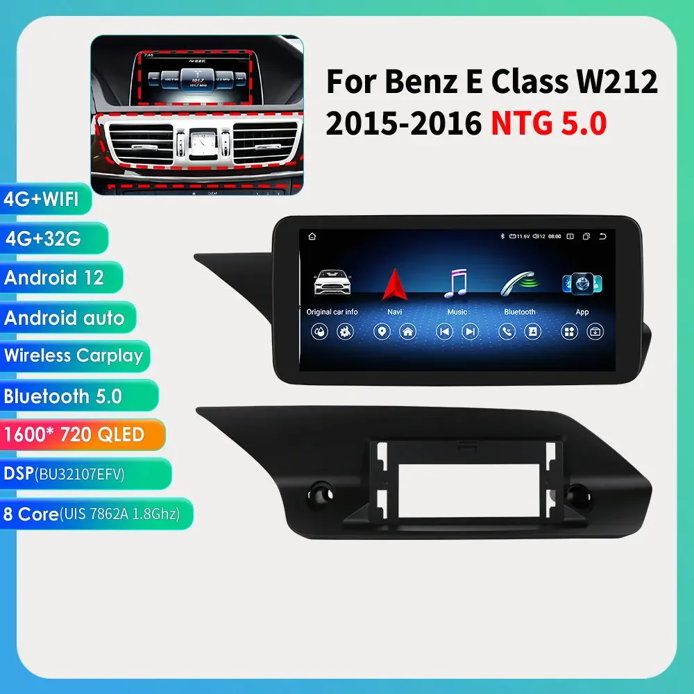 10.33'' Android autoradio voor Mercedes Benz W212 NTG 4.0 4.5 5.0 2009-2016 E-Klasse E200 E230 E260 E300 S212 Carplay 4G Bluetooth