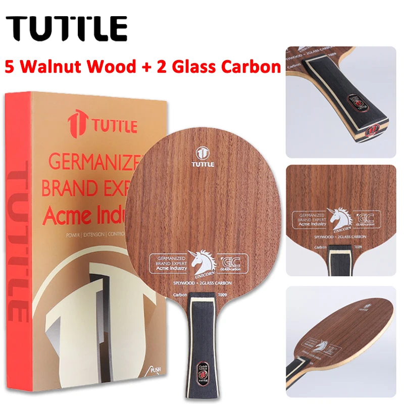 

TUTTLE 7-Ply Table Tennis Blade 5 Wood 2 Carbon Walnut Fiberglass Ping Pong Paddle Competition Training Bat Paddle with Box
