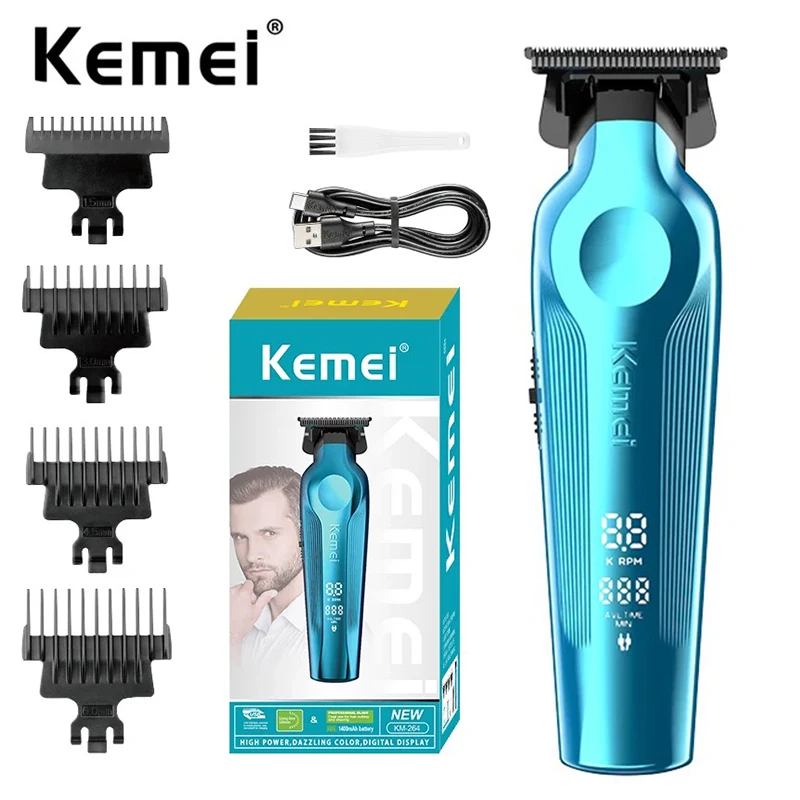 Kemei 2299 Professional Cordless Hair Trimmer Zero Gapped Rechargeable Hair Clippers Barber Electric Finish Hair Cutting Machine