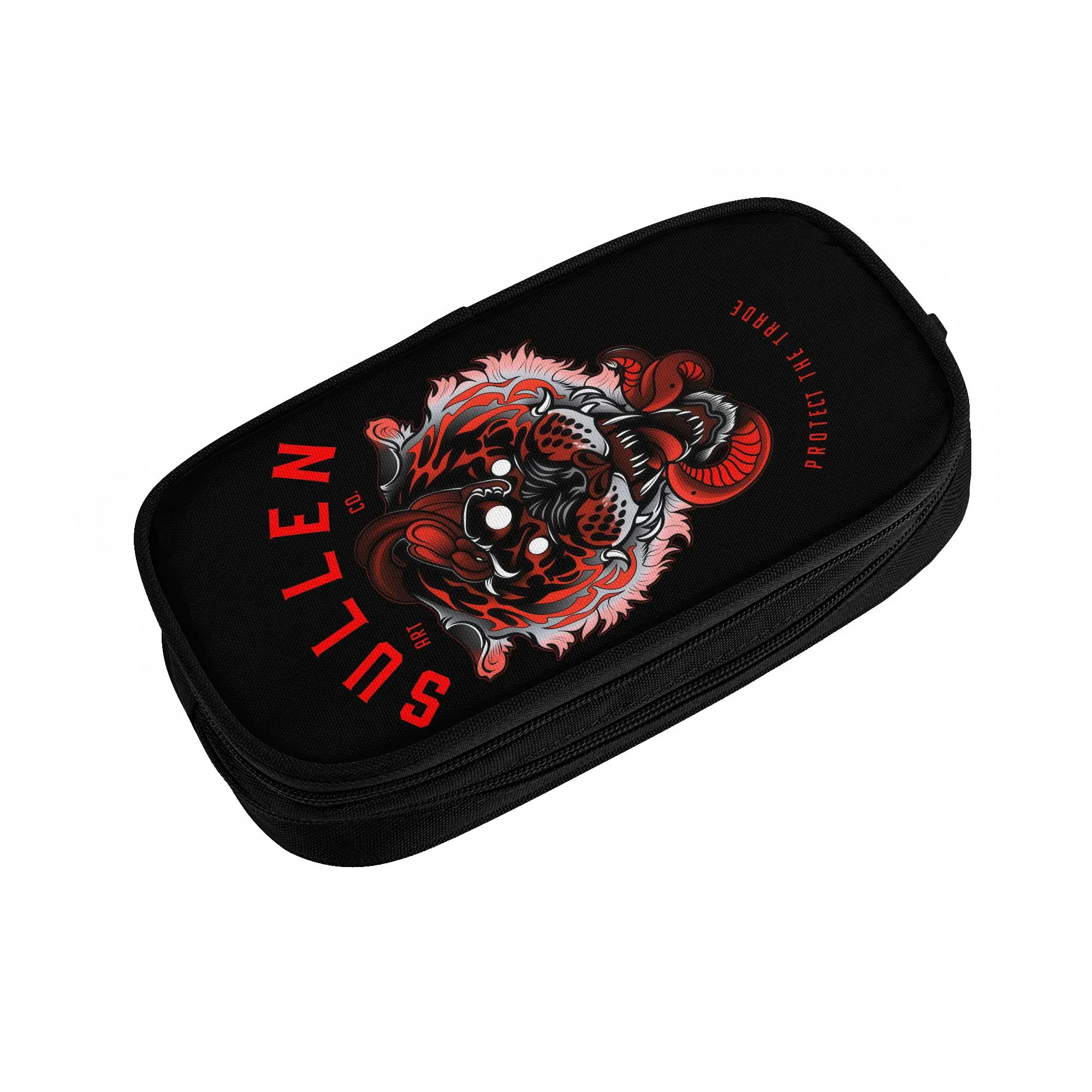 Skull Sullen 3 Eye Tattoo Tiger Pencil Case for Boy Girl Big Capacity Rock Band  Pen Bag Box School Accessories
