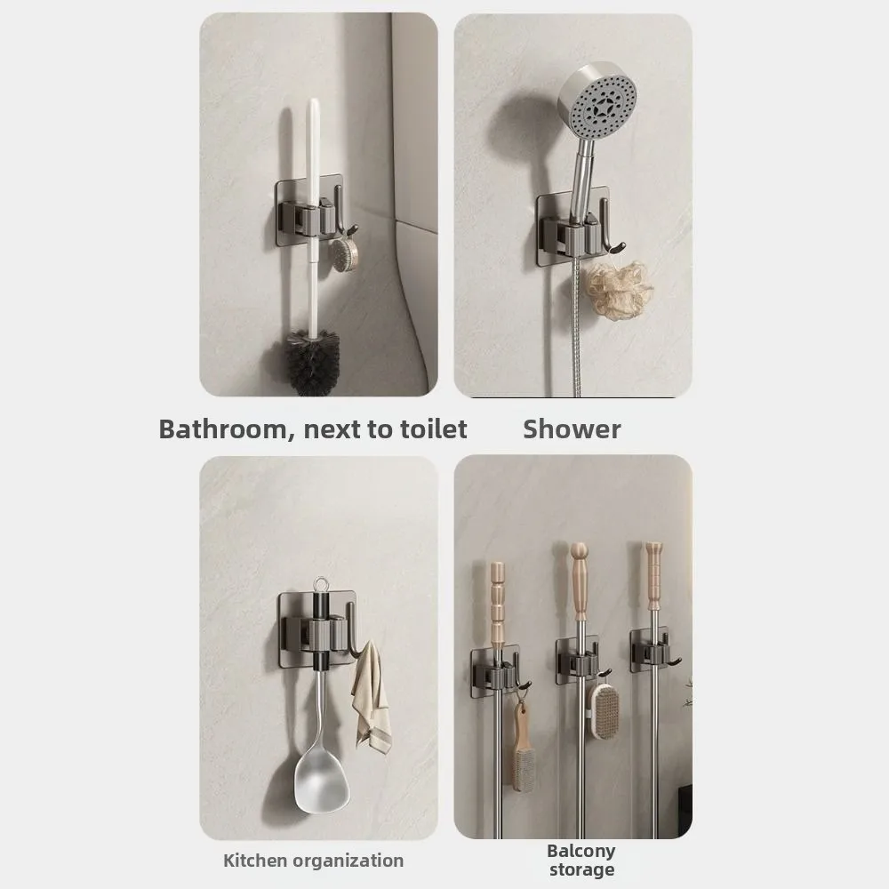 

2 шт. водонепроницаемый держатель для швабры из нержавеющей стали, устойчивый к ржавчине, экономия места, настенная подставка для метлы, многоцелевой большой несущий