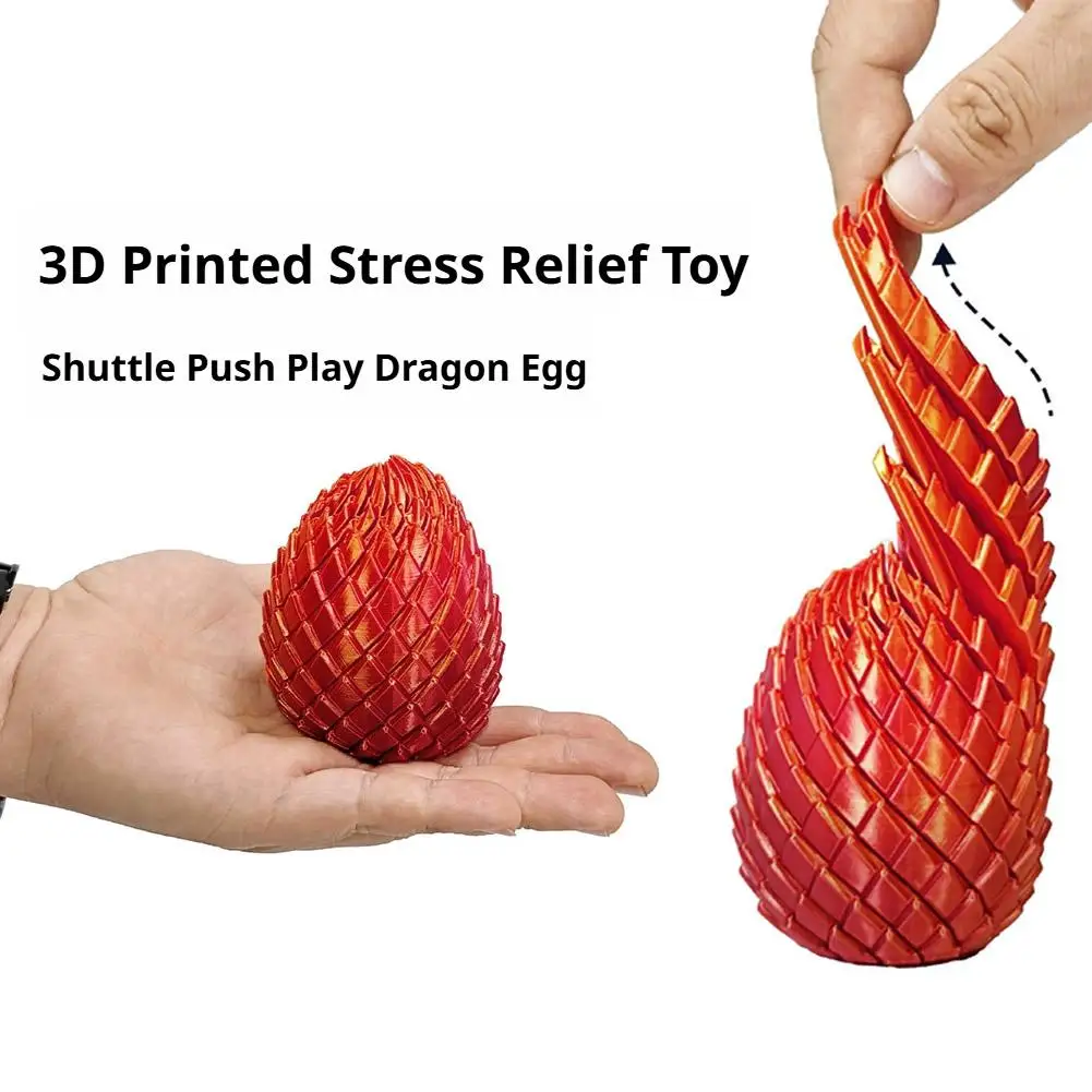 3D Printed Dragon Egg Stress Toy Articulated Stretching Sensory Fidget Toy Deformable Dragon Egg Gift for Kids Adult Fidgets image 3