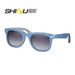 Denim Men polarized sunglasses Women's eyeglasses Acetate mixed Denim cloth Fashion glasses match Jeans wear for men women