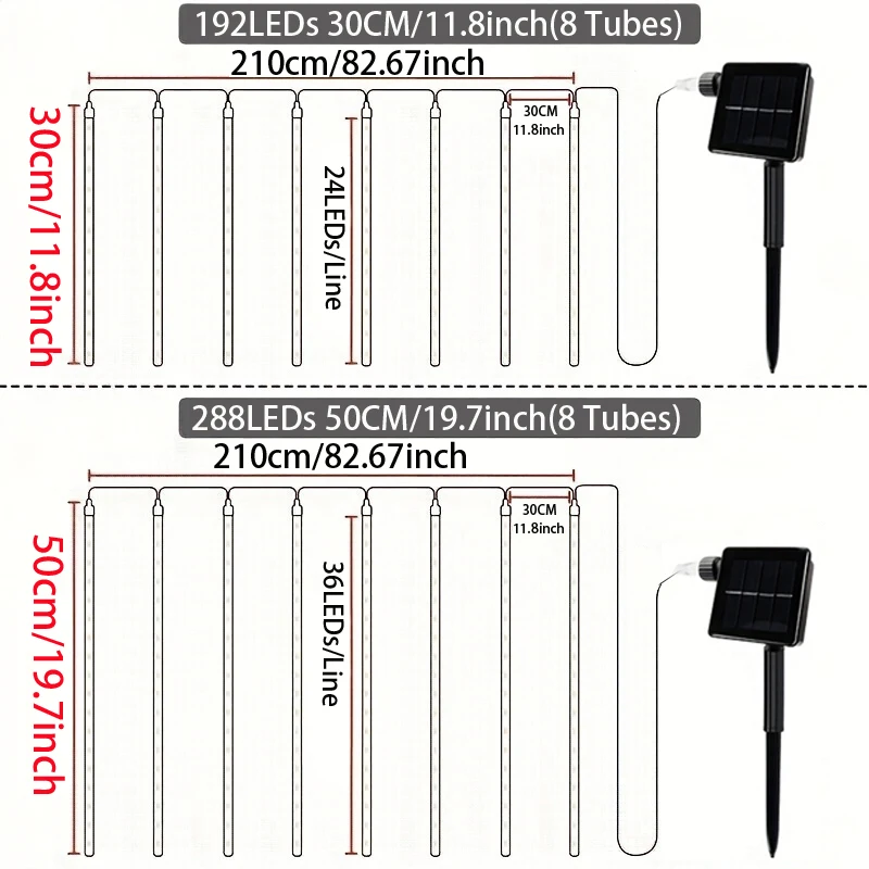 Solar LED Meteor Shower Light, Holiday String Light, Fairy Garden Decor, ao ar livre, rua, festa de casamento, guirlanda, decorações de Natal