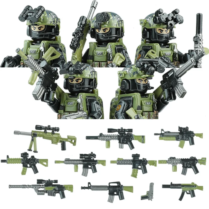 

City British Special Forces Figures Building Blocks UK Special Air Service Regiment Soldier Camouflage Military Weapons Toys