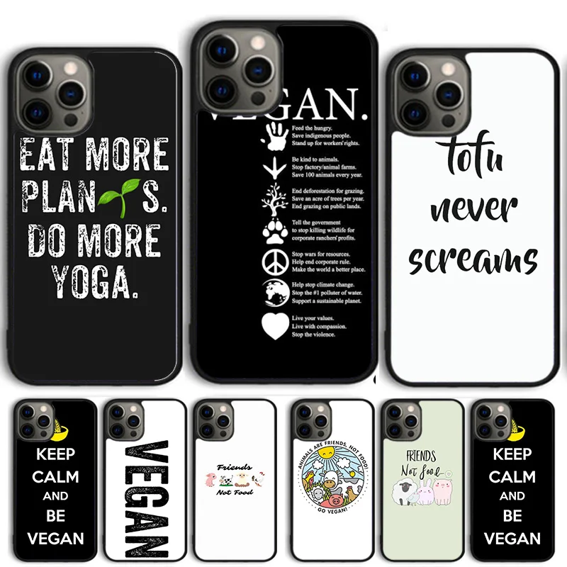 Friends not Food Vegan Quote Phone Case Cover For iPhone 15 16 14 13 12 Pro Max mini 11 Pro Max XS XR Plus Coque Shell