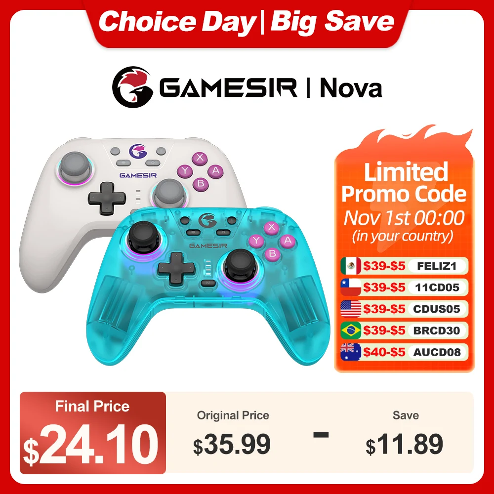 Gamesir Nova T4 Nintendo Switch PC Controller Gamepad Bluetooth Gamer Wireless Gamepad Android Hall Effective HD Rumble Virbate