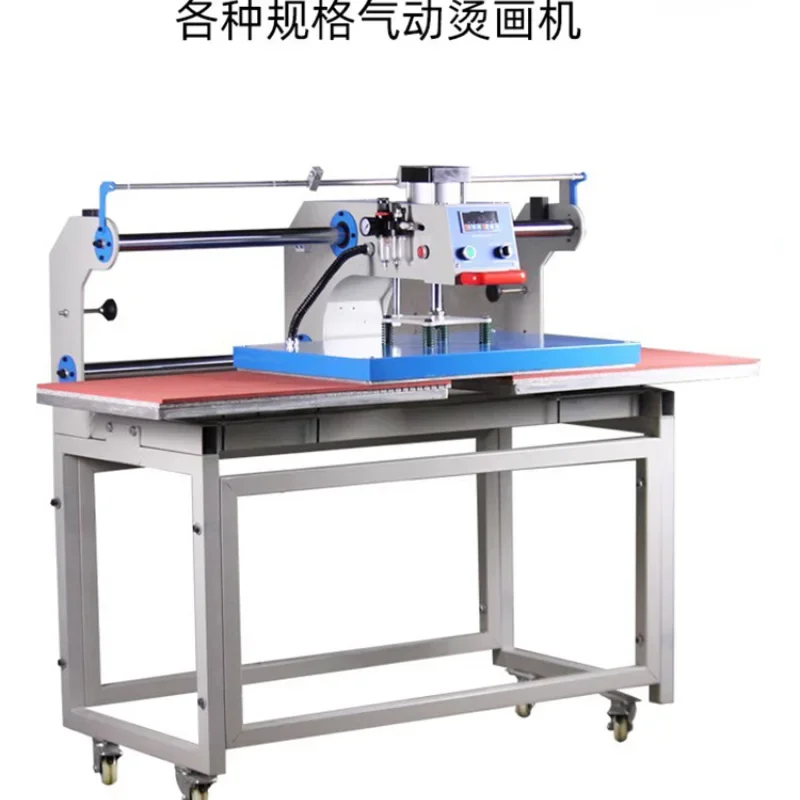 

Automatic double station sliding type pneumatic clothing ironing machine LOGO heat transfer press mark hot drill