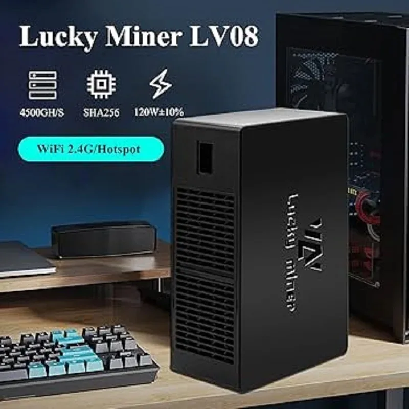 HOT SALES Bitcoin Miner 4.5TH/S Solo Miner LV08 - SHA-256 Asic Chip, Low Noise, 2.4G WiFi, Crypto Mining Machine