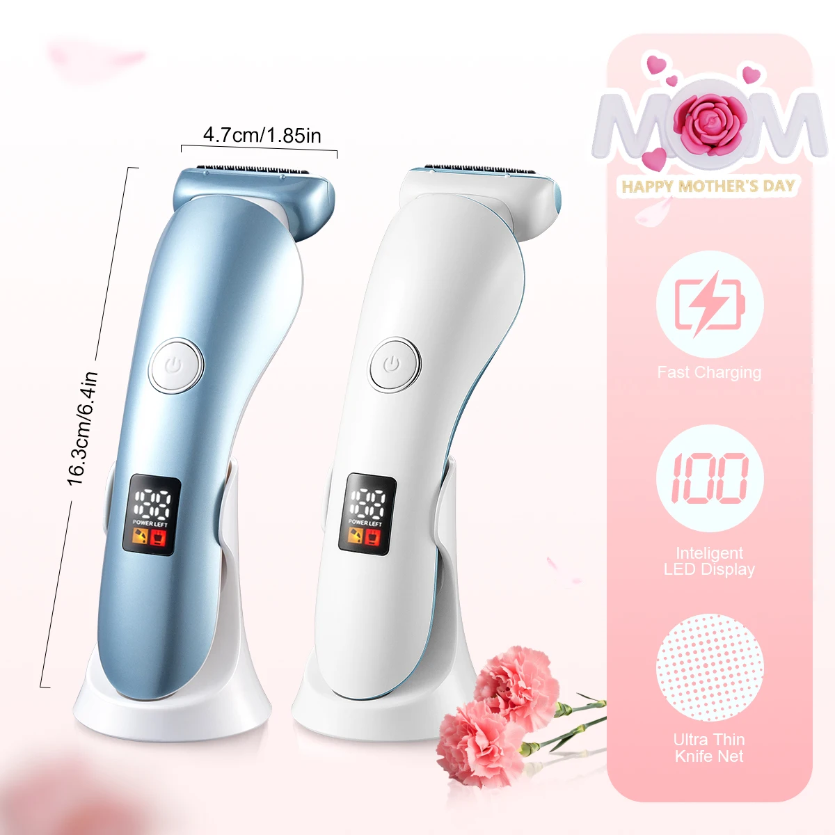 ماكينة حلاقة كهربائية للنساء 5 في 1 - إزالة رطبة وجافة للوجه والحواجب والساقين والإبطين - ماكينة تشذيب بيكيني محمولة، شحن USB قابلة لإعادة الشحن، شفرة من الفولاذ المقاوم للصدأ، صندوق هدايا لطيف وفعال، يتضمن عامل إزالة شعر البيكيني