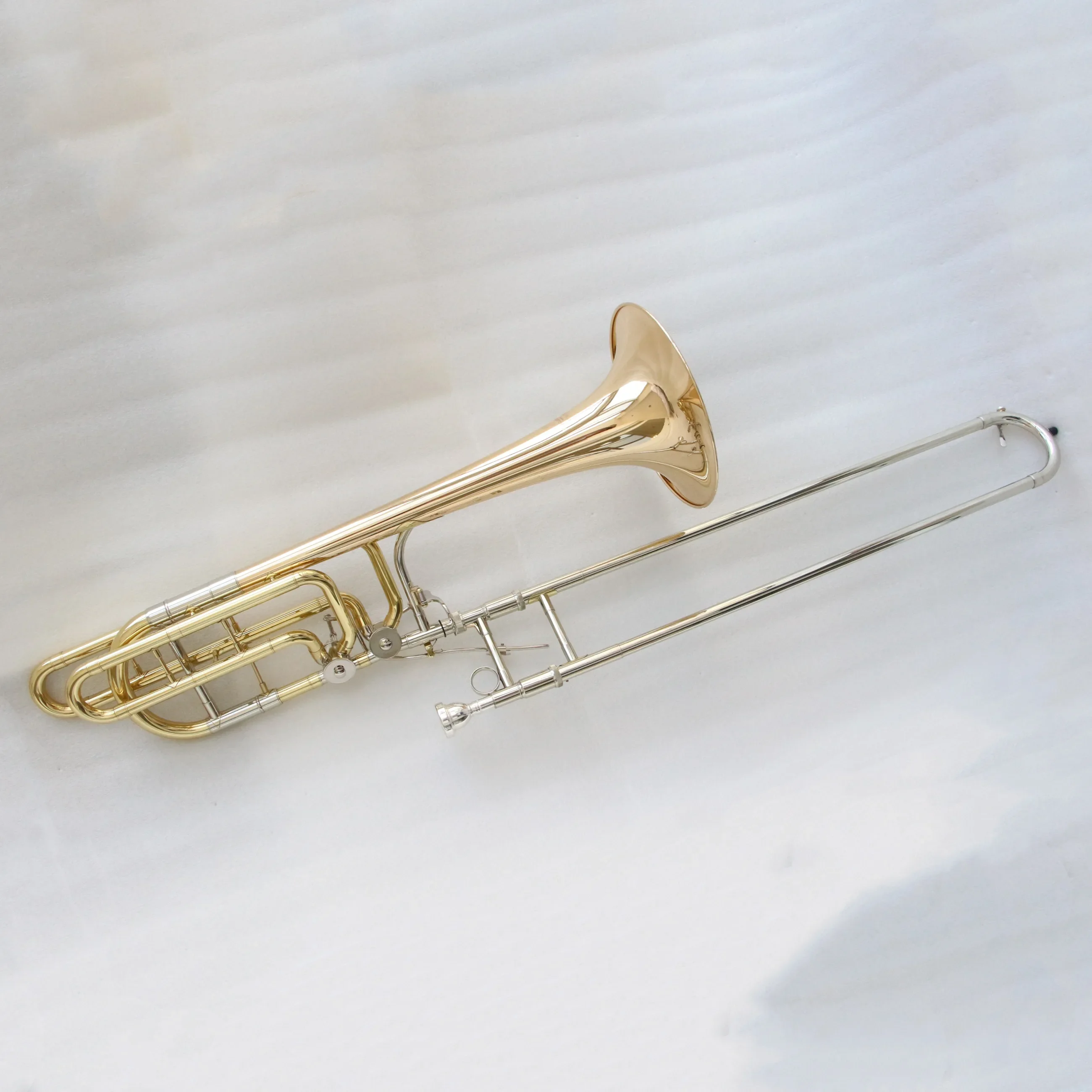 Instruments en laiton professionnels, prix bon marché, trombone de basse en laque d'or