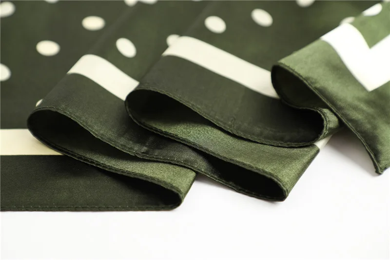 Polka Dot Kopftuch Seide Satin Hals Schal Für Frauen Drucken Hijab Schals Weibliche 90*90 cm Quadratische Tücher und Wraps Schals Für Dame – Detail 8