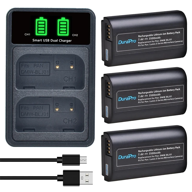 

3500mAh DMW-BLJ31 Bateria DMW BLJ31 DMWBLJ31 Battery + Charger for Panasonic LUMIX S1, S1R, S1H Camera Accessories