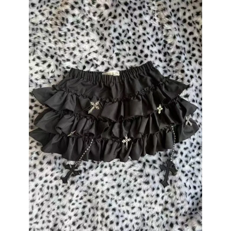 

Ballet Style 2025 Sweet New Cross Pumpkin Half Skirt Kawaii Lace Puffy Skirt Short Skirt Slim Girls Y2k Cake Skirts Halloween