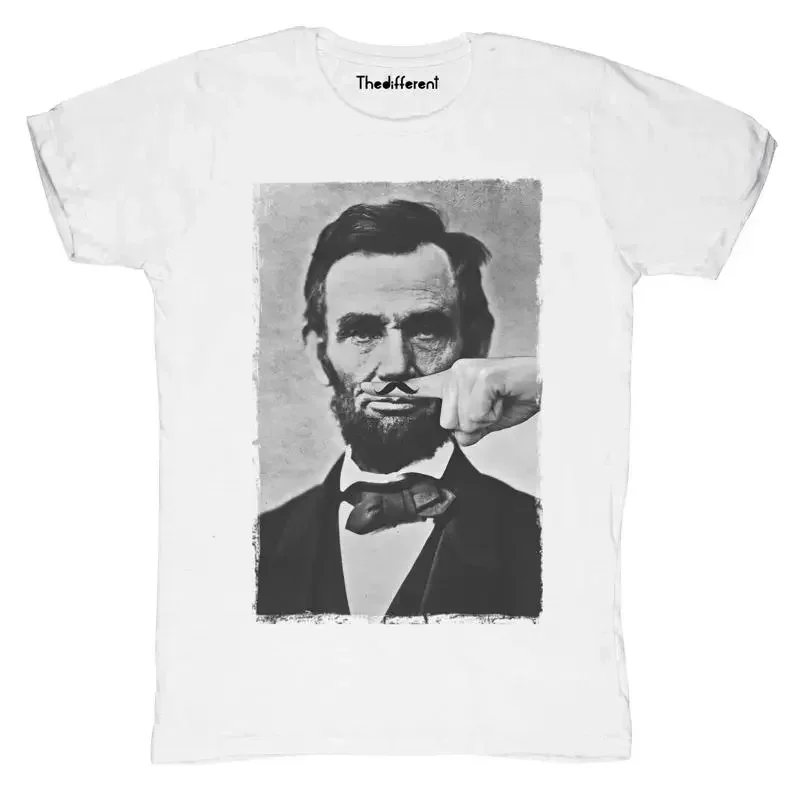 New Mens Funny Lincoln Mustache Idea Gift Flame TShirt