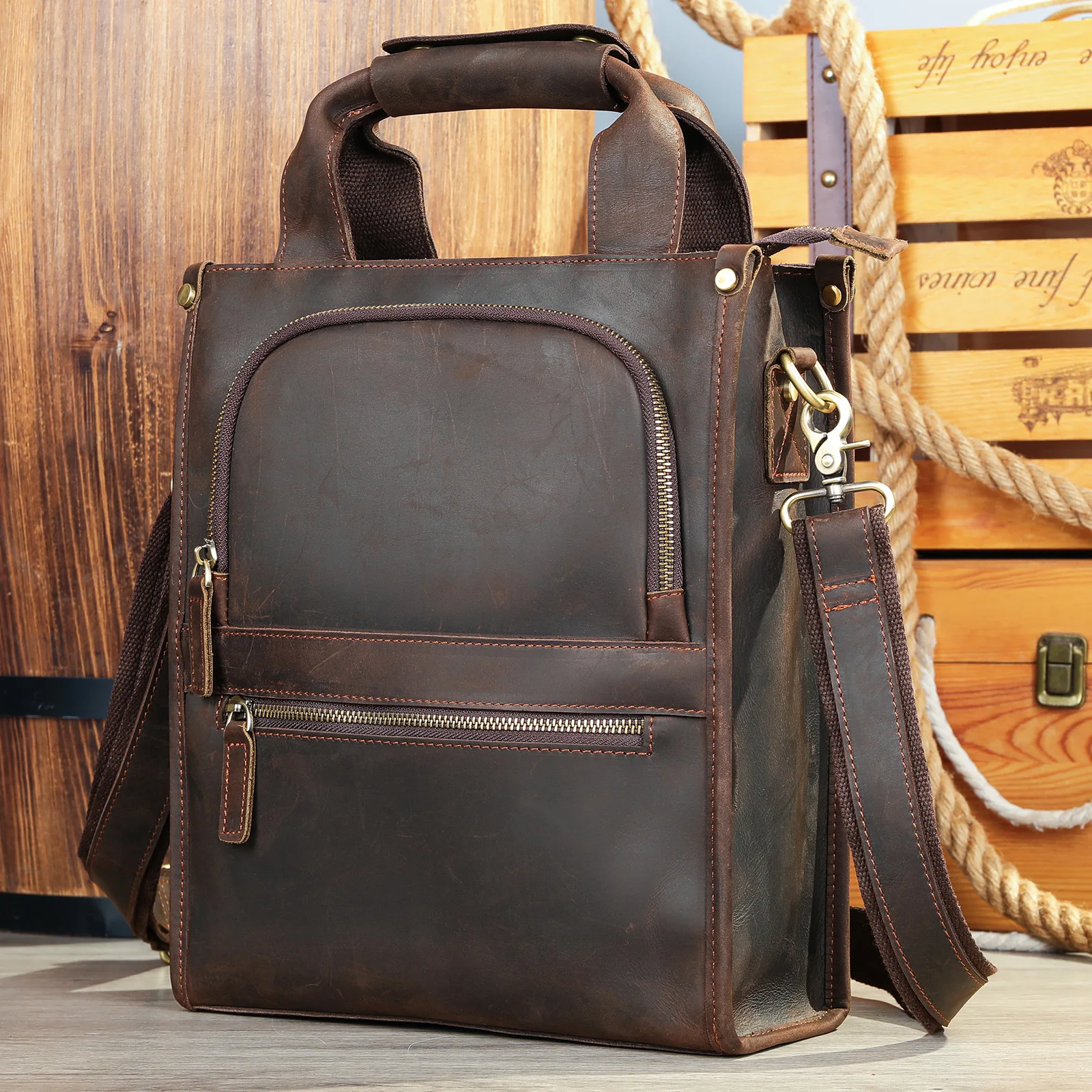 High Quality Men\'s Leather Shoulder Bag Real Cowskin Crossbody Bags Male Messenger Bag  Luxury Men\'s Handbag Business Tote