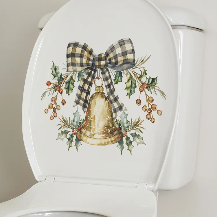 Kreativer Schleifen-Glocken-Wandaufkleber für Badezimmer, Toilette, Weihnachtsdekoration, Wandbild für Zimmer, Schrank, Festdekoration, selbstklebende Aufkleber – Detail 3