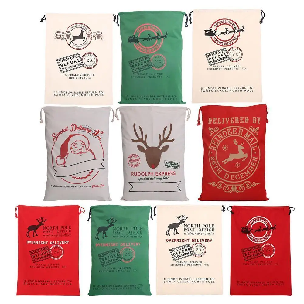 سانتا كلوز اضافية كبيرة عطلة شنطة هدايا عيد الميلاد قماش حقيبة قماش الرباط إغلاق سانتا حقائب للهدايا النسيج #2