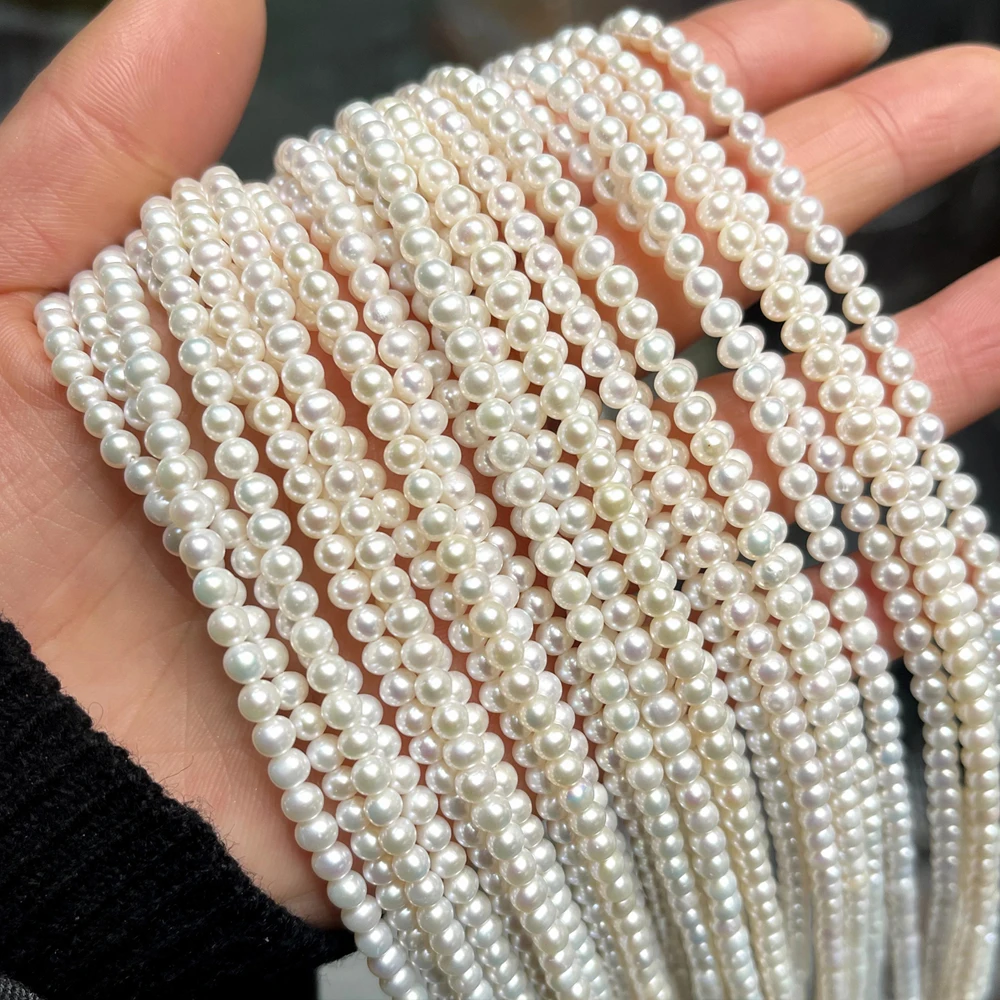 

Natural Freshwater Pearl 3-4mm Round Beads High Quality Beads for Jewelry Making Supplies DIY Women Necklace Bracelet Accessory