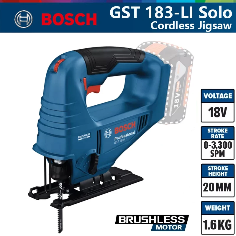 Bosch GST 183-LI Professional Electric Jig Saw Brushless Jig Saw 18V Cordless JigSaws Multi-Function Woodworking Tool No Battery