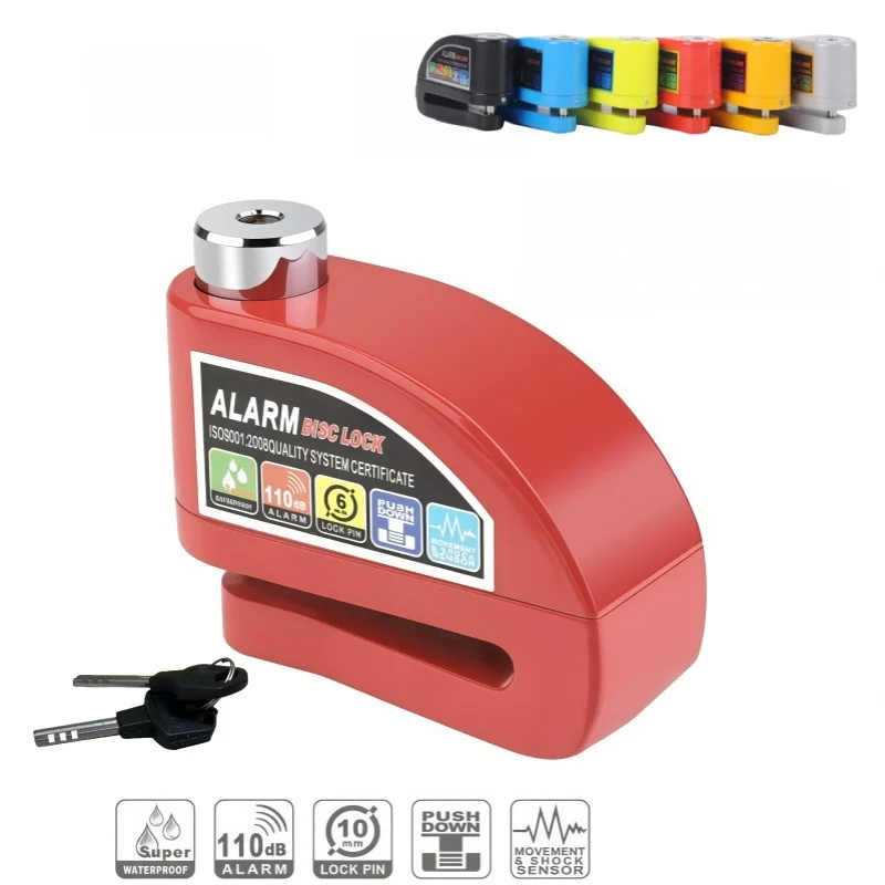 

Motorcycle Bicycle Disc Alarm Lock Safety Protection Padlock Disc Aluminum Alloy Lock Anti-Motorcycle Accesso 6 colors