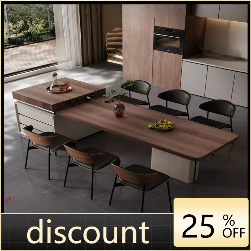 LH minimalist rock slab island dining table integrated household retractable kitchen island