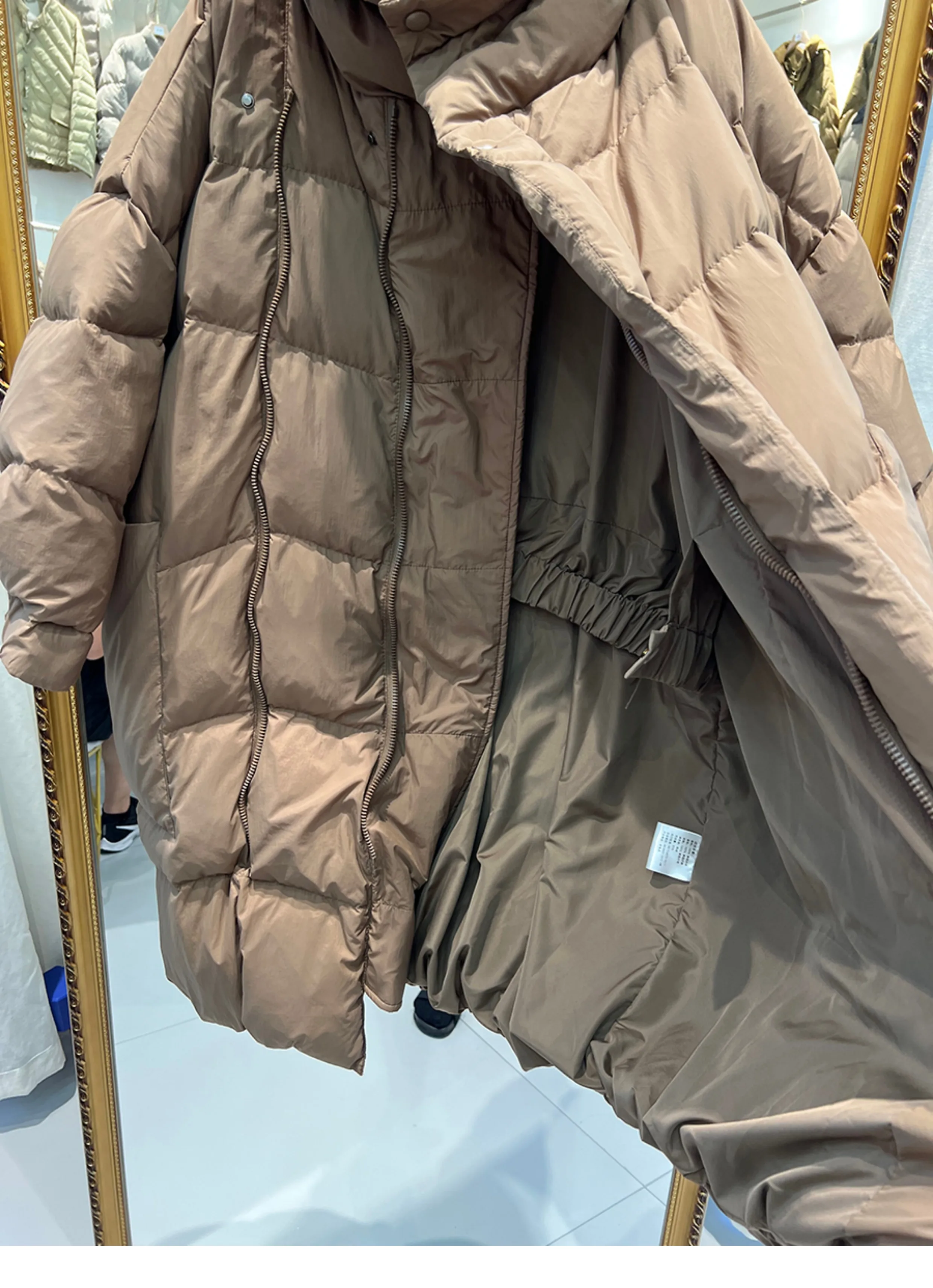 Schinteon mulher pato branco para baixo jaqueta longa com capuz solto sobre tamanho casaco outono inverno quente outwear estilo coreano grandes bolsos