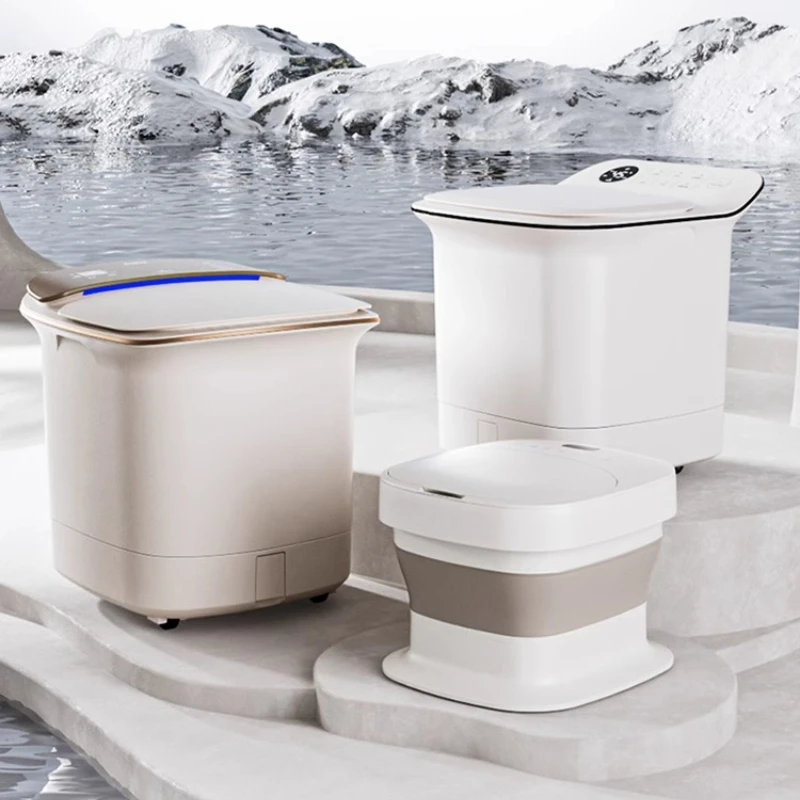 

Automatic Folding Heated Foot Spa with Constant Temperature Massage Basin Drainage Remote Control Leak-Proof Cover