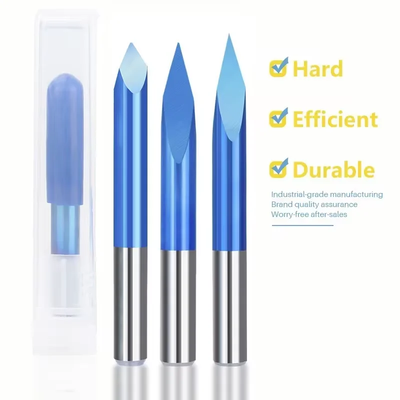 XCAN 3 Edge Pyramid Bit CNC Engraving Bit 20-90 Degree Carbide End Mill 3.175mm Shank Nano Blue Coated Milling Cutter 10pcs