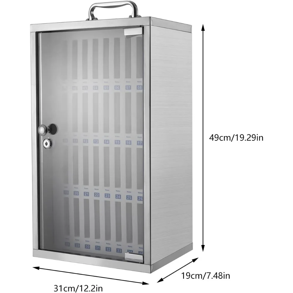 Stainless Steel Cell Phone Locker 36 Slots Cell Phones Storage Cabinet Pocket Chart Storage Locker Box with Lock for Classroom