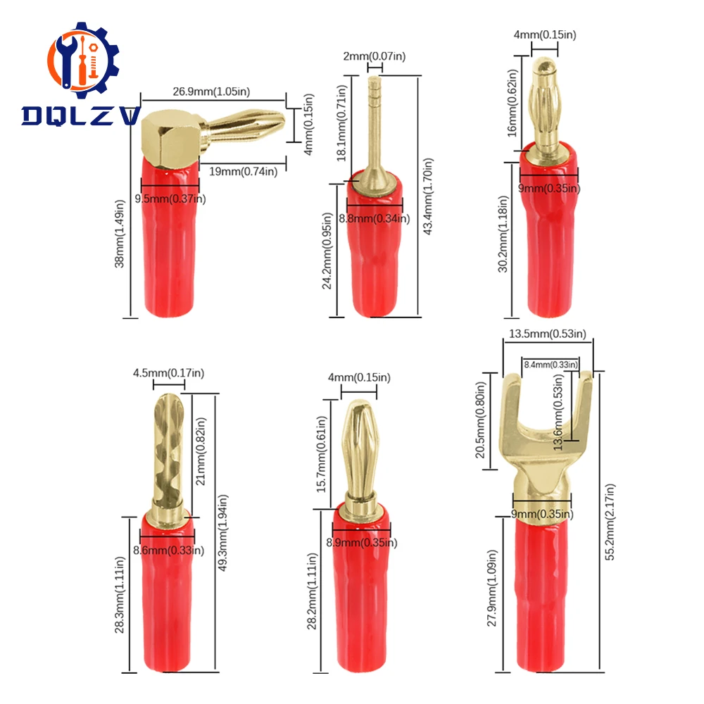 LType Soft Rubber Six Leaves Wave Lantern Pin Video Gold Plated 4mm Pure Copper Y Type Right Angle banana plug