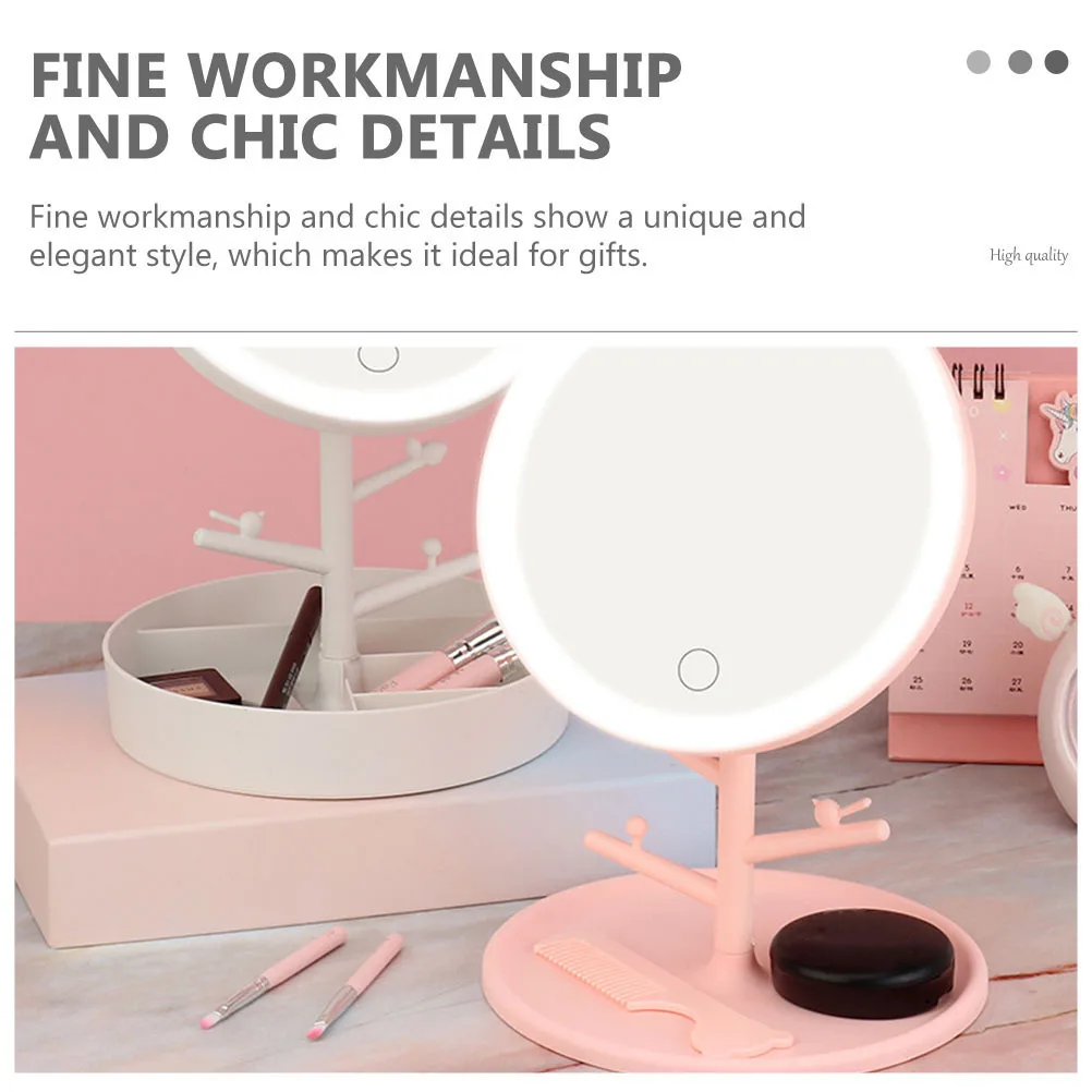 

1Pcs LED Makeup Mirror USB Charge Touch Control Desktop Tabletop Rotating Makeup Accessory High Definition Dressing Mirror