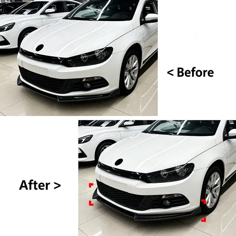 3 PCS Car Front Bumper For Volkswagen VW Scirocco MK3 2008-2014 Standard Front Lip Spoiler Diffuser Body Kits Auto Accessories