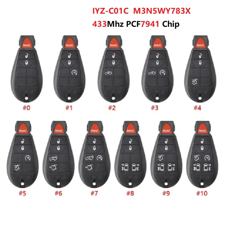 CN015001 Fobik Key IYZ-C01C For 2008+ Chrysler 300 Jeep Grand Cherokee Dodge Grand Caravan Remotes 433Mhz ID46 Chip M3N5WY783X