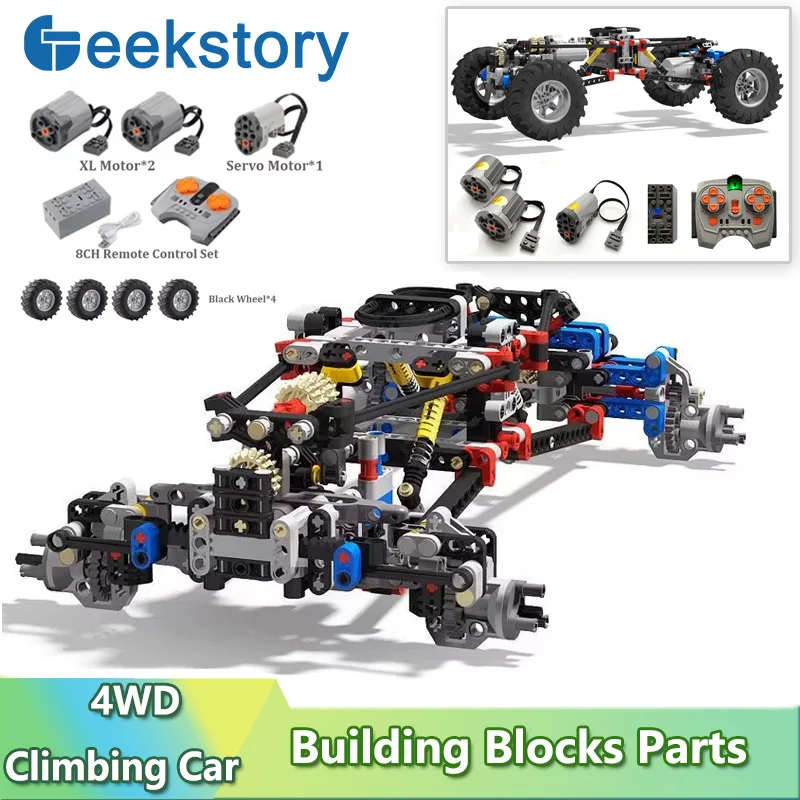 4WD RC Car Chassis Electric Drive Climbing Car Blocks Power Function With Suspension Shocks APP Remote Control Bricks 8882 8878