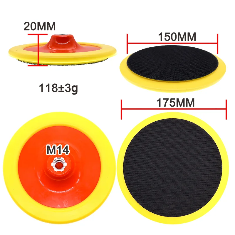 7 Inch Sanding Pad 180mm Hook and Loop Polishing Pads M14 Thread Backing Plate for Rotary Polishing Machine buffing for Cars