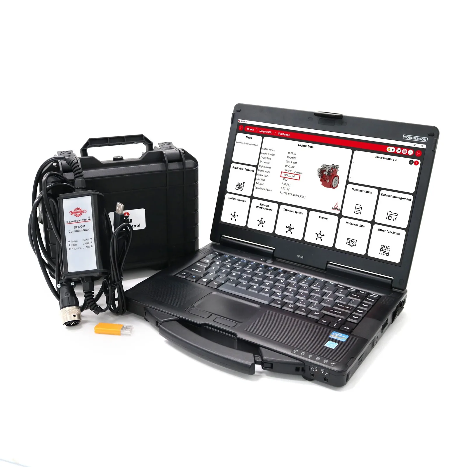 For Deutz diesel engine DIAGNOSTIC TOOL KIT USB cable detector + software + CF53