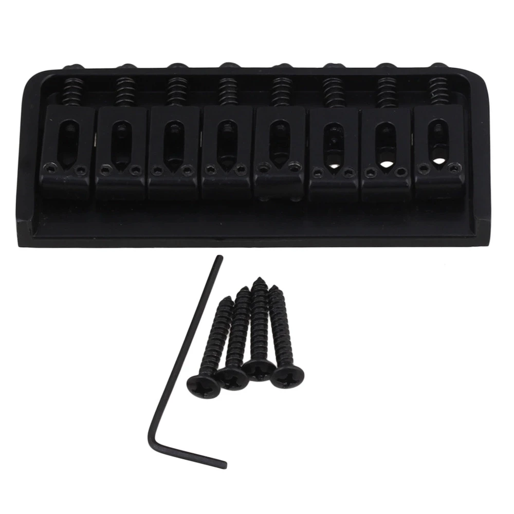 Black 8 String Fixed Bridge Replacement for Electric Guitar with Screw