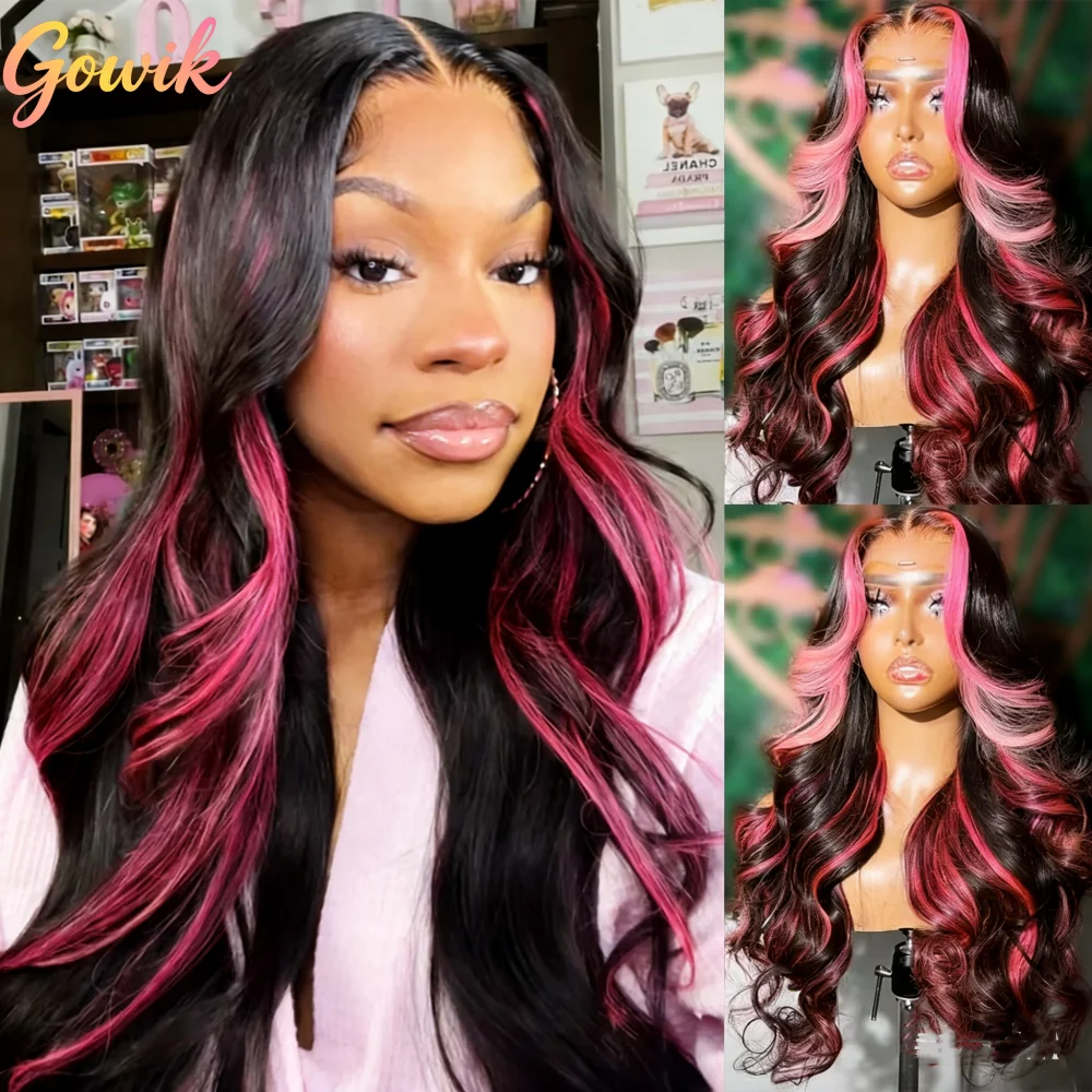 

1B/Pink Ombre Body Wave 13x6 Lace Front Wigs Human Hair 13x4 Hd Lace Frontal Wigs Colored Brazilian Pre Plucked Wigs For Women