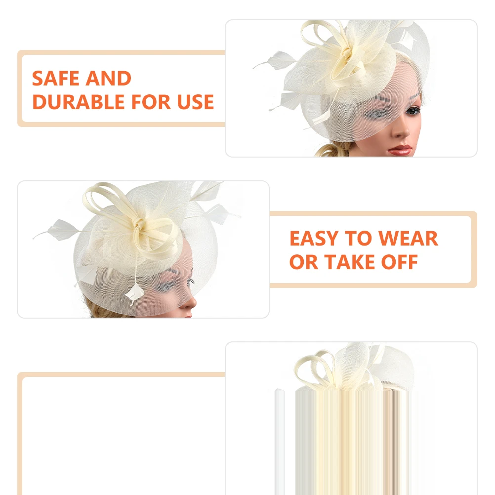 

Flower Hairband Elegant Wedding Tea Party Hat Orange Women Fascinator Gauze Bridal Banquet Headwear Lightweight Durable