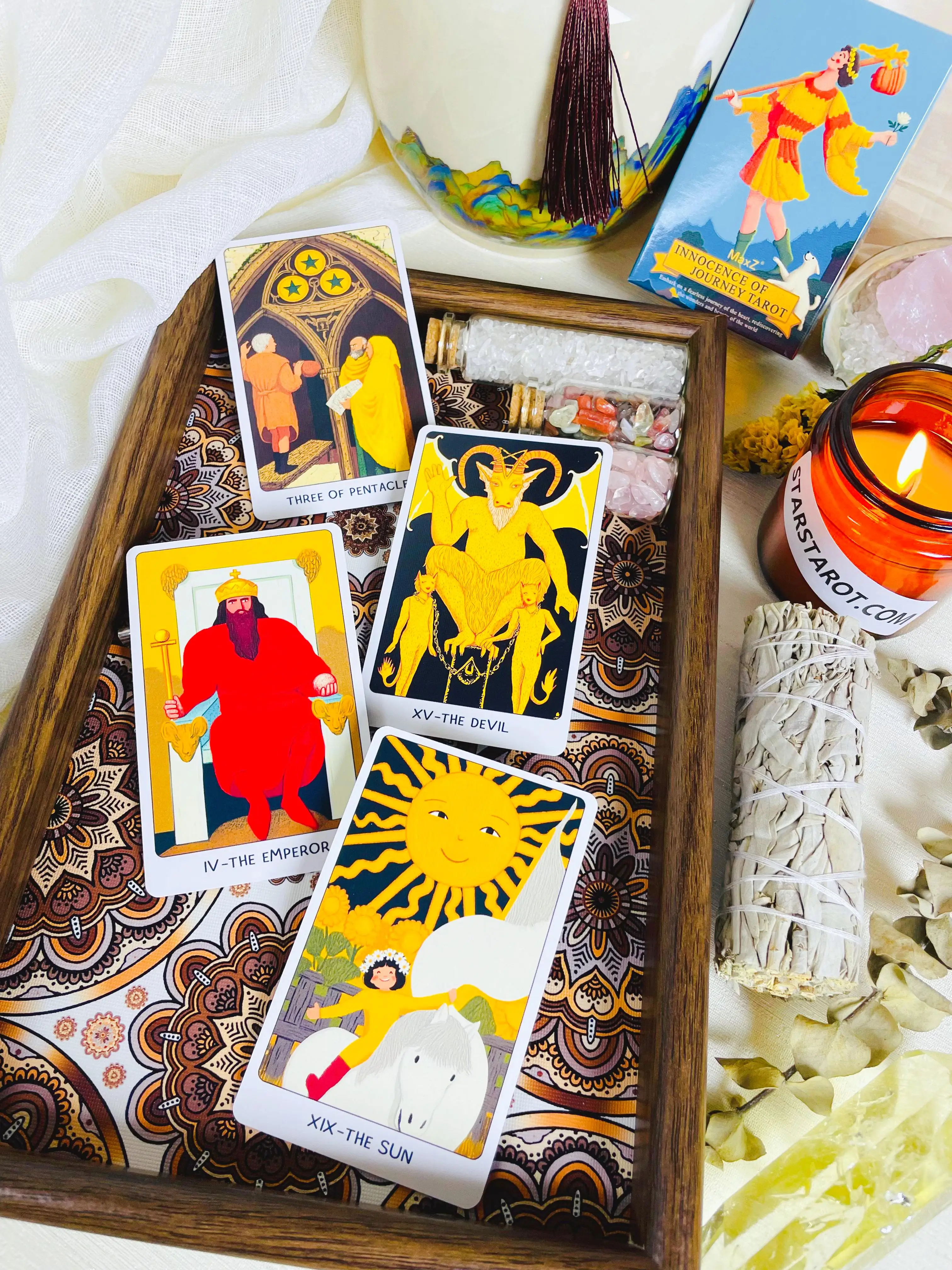 

Innocence of Journey Tarot Deck 78 Cards Rider Waite Pocket Portable Divination Oracle Game for Beginners English Version Gift