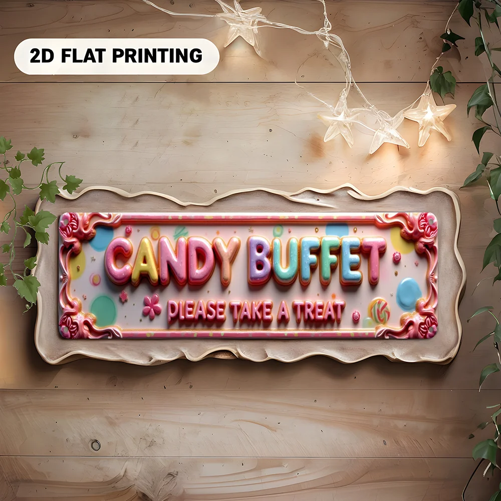 CIFBUY Vintage Rustic Aluminum Wall Art Waterproof Wear Resistant Candy Buffet Sign Farmhouse Porch Garage Bedroom Home Decor