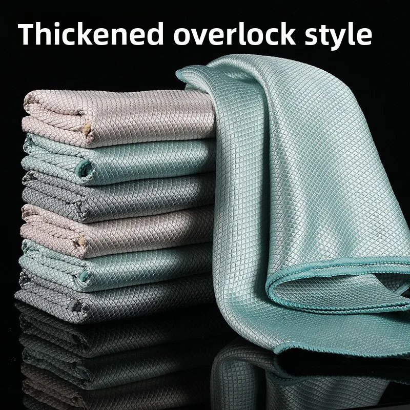 

Microfiber Glass Cleaning Cloth Rag Lint-Free for Windows Car Kitchen Mirror No Trace Reusable Fish Scale Rag Polishing 30*40cm