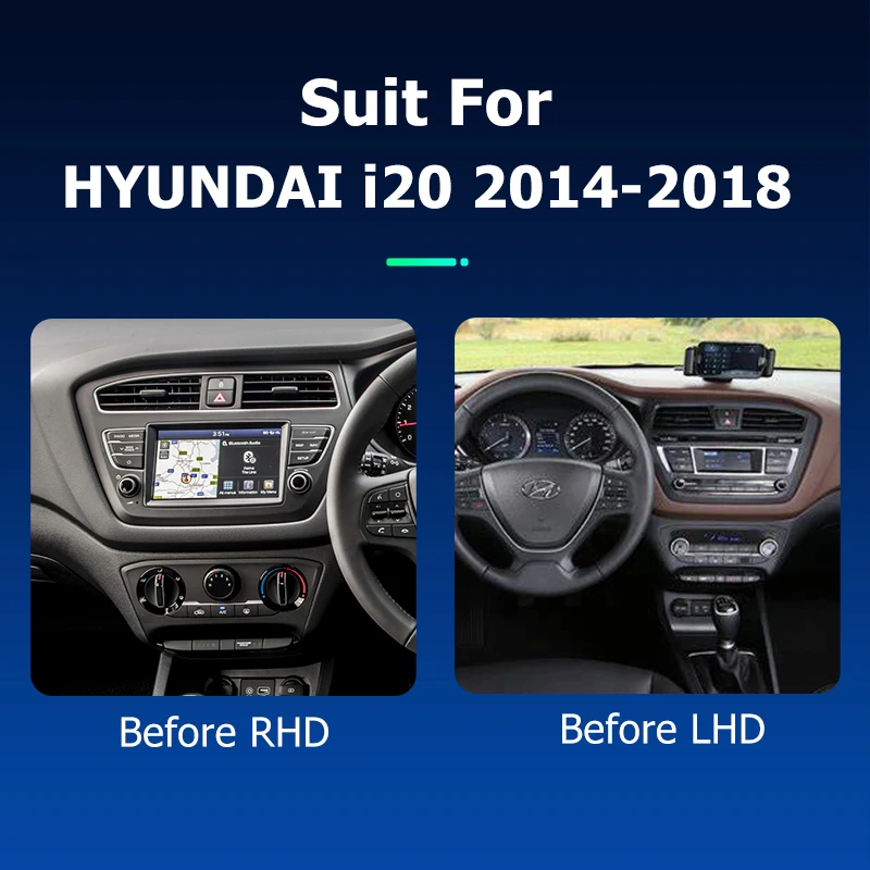 Android Car Radio GPS Navigation Multimedia Video Player for HYUNDAI i20 2014 2018 Stereo Tape Recorder Screen Carplay