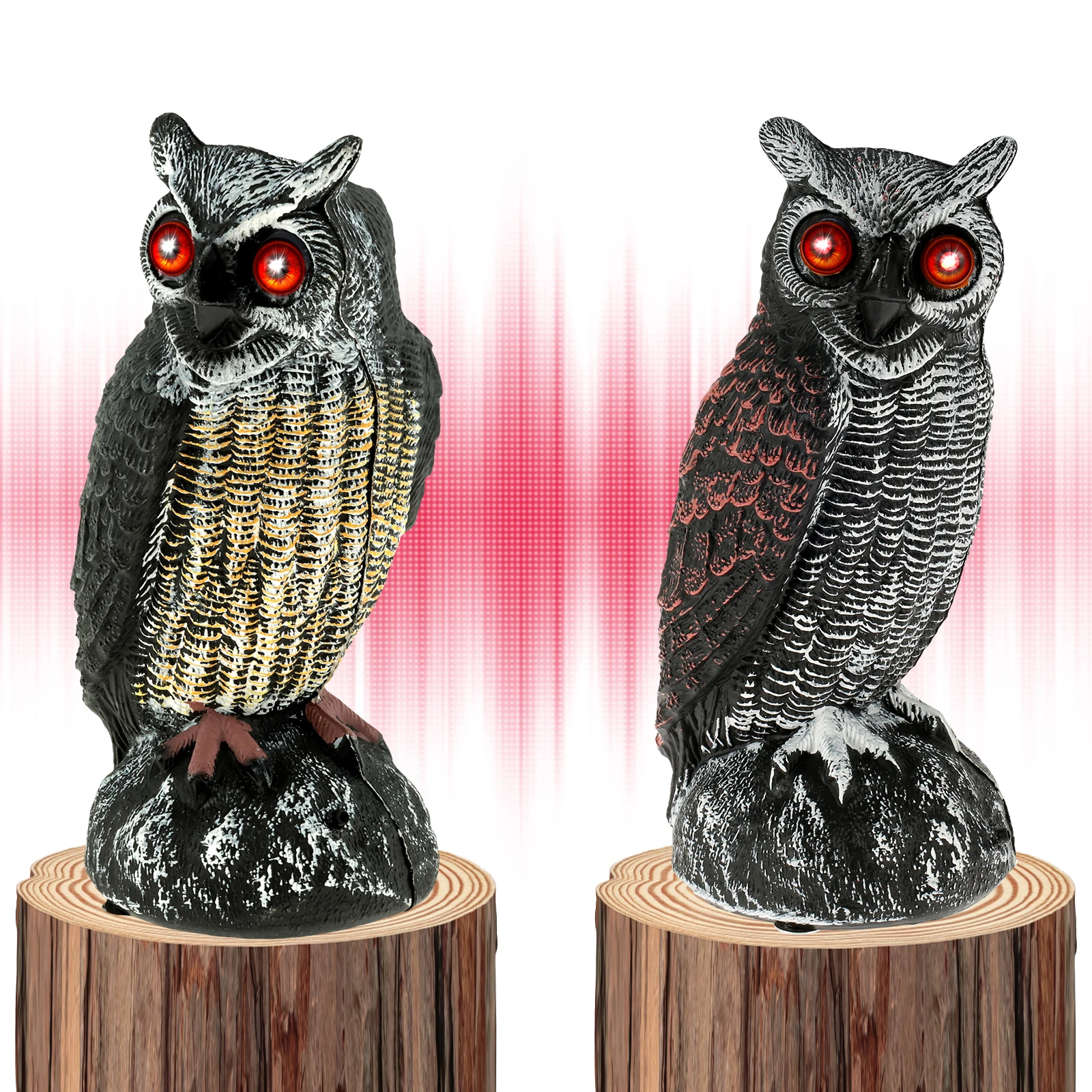 

Solar Owl Decoys 2 Working Modes Owl Bird Deterrent Waterproof Solar Owl Scarecrow Easy to Install Owl to Keep Birds Away